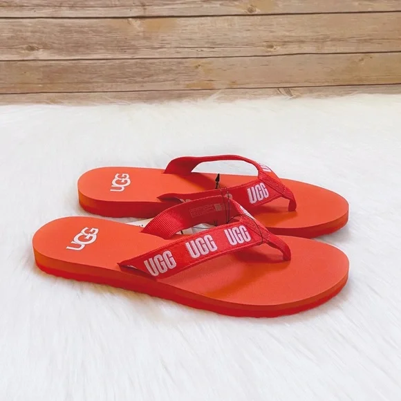 UGG Shoes Ugg Womens Graphic Flip Flops In Red Currant Poshmark